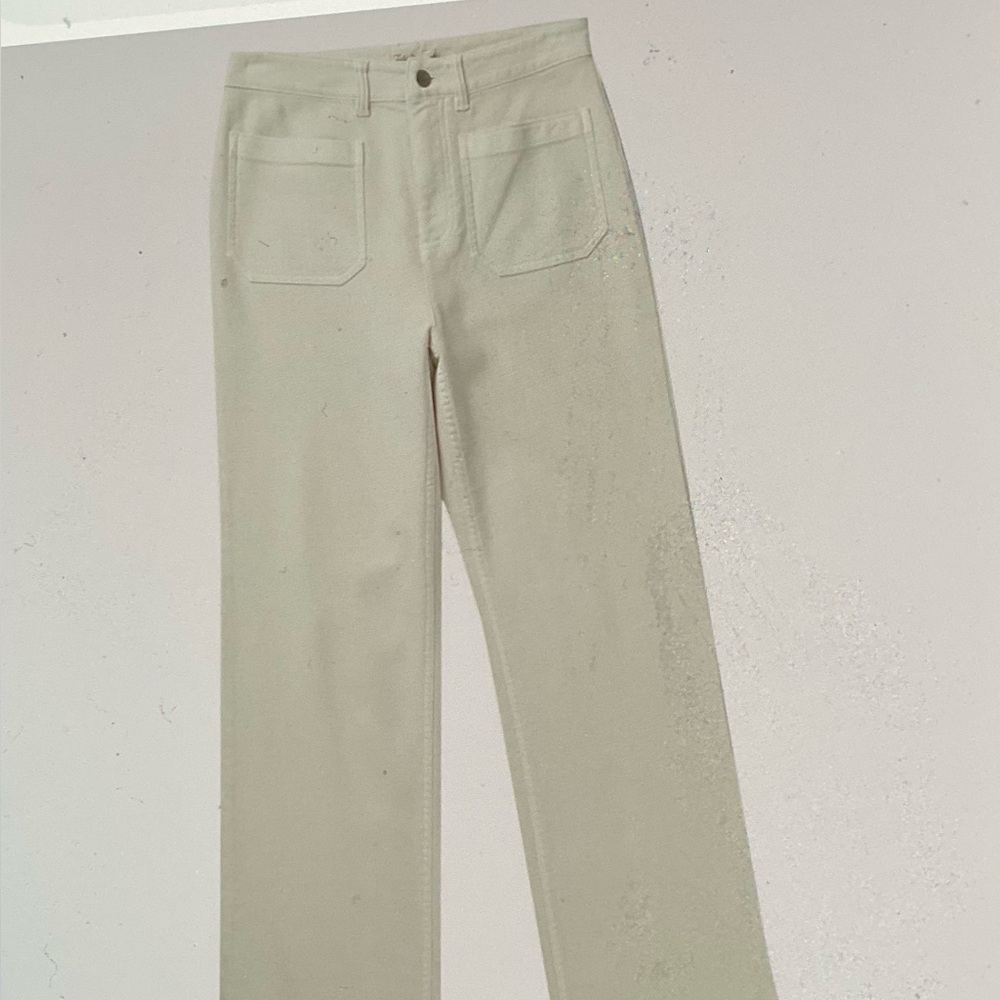 Faherty NEW Cream Wide Leg Jeans